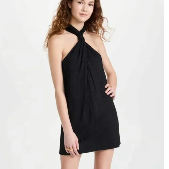 anine bing pleated dress ANINE BING Zadig Dress in Black
